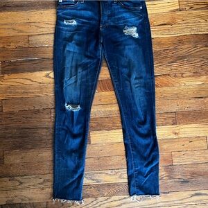 AG Farrah skinny hi rise Distressed Blue Denim Jeans 27 R